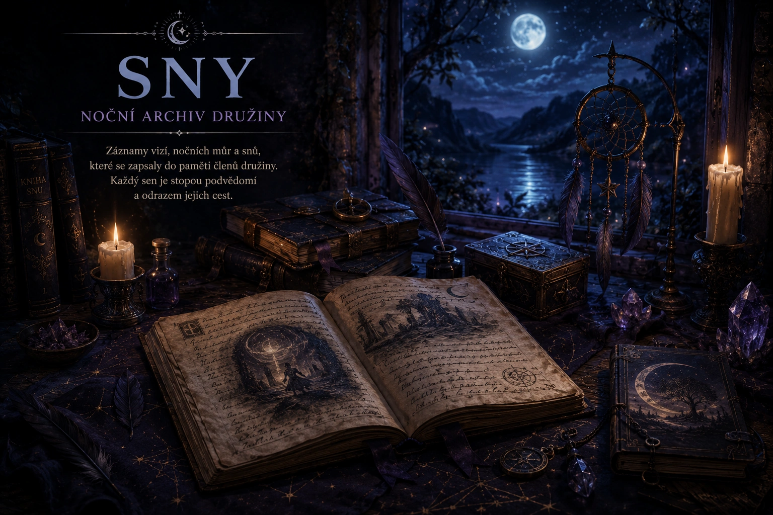 Noční ilustrace archivu snů